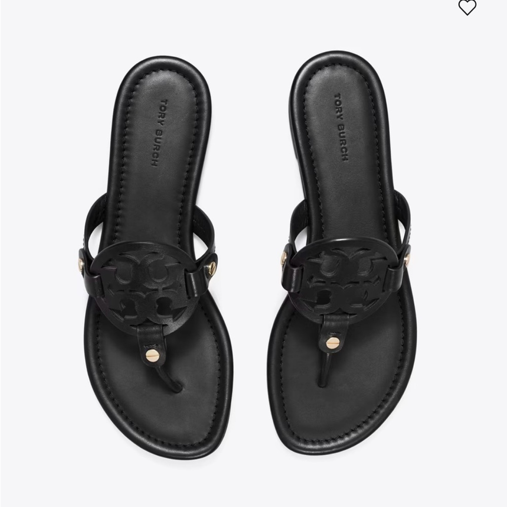 Tory Burch Black Sandals with Medallion Detail